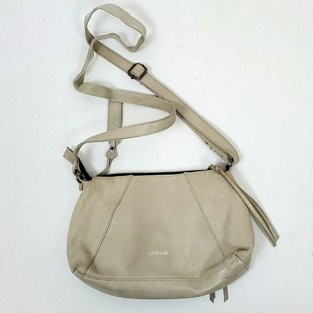 Joe's gray leather zipper crossbody purse bag